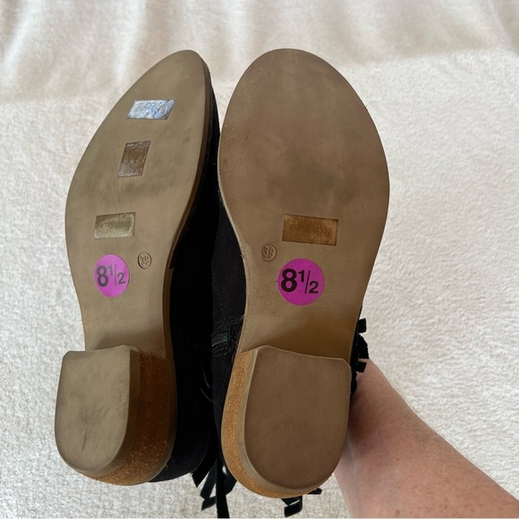 PRIMA DONNA BLACK SUEDE LEATHER FRINGE WESTERN ANKLE BOOTIES BLOCK HEEL SIZE 8.5 - Picture 11 of 14